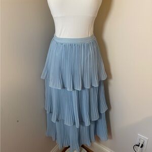 Idem ditto | Powder Blue Pleated Tiered Midi/Maxi Skirt size Sm Bohemian Coastal